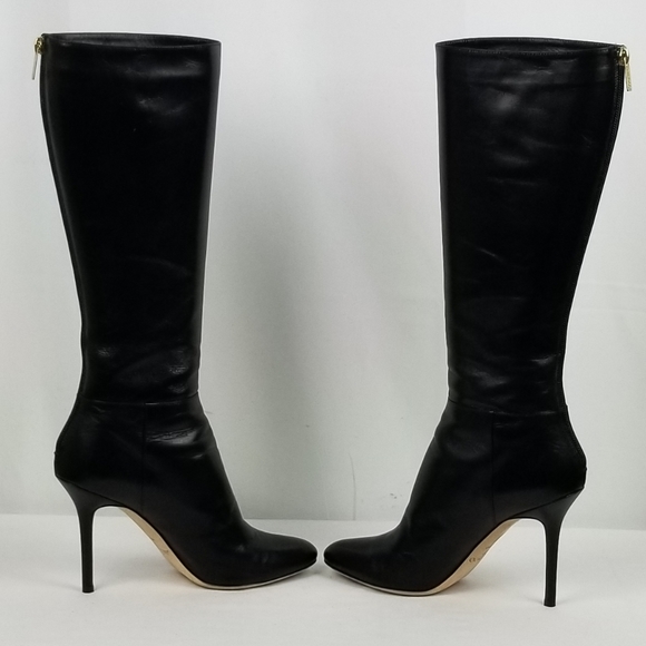 Jimmy Choo Kim Leather Heels Knee High Boots 37.5 - Picture 7 of 15